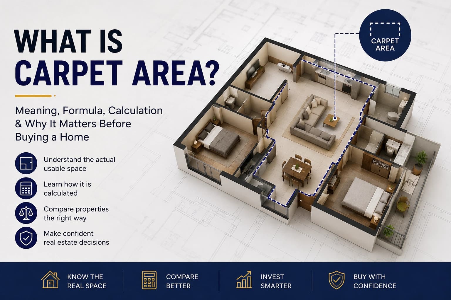 What Is Carpet Area? Meaning, Formula, Calculation & Why It Matters Before Buying a Home