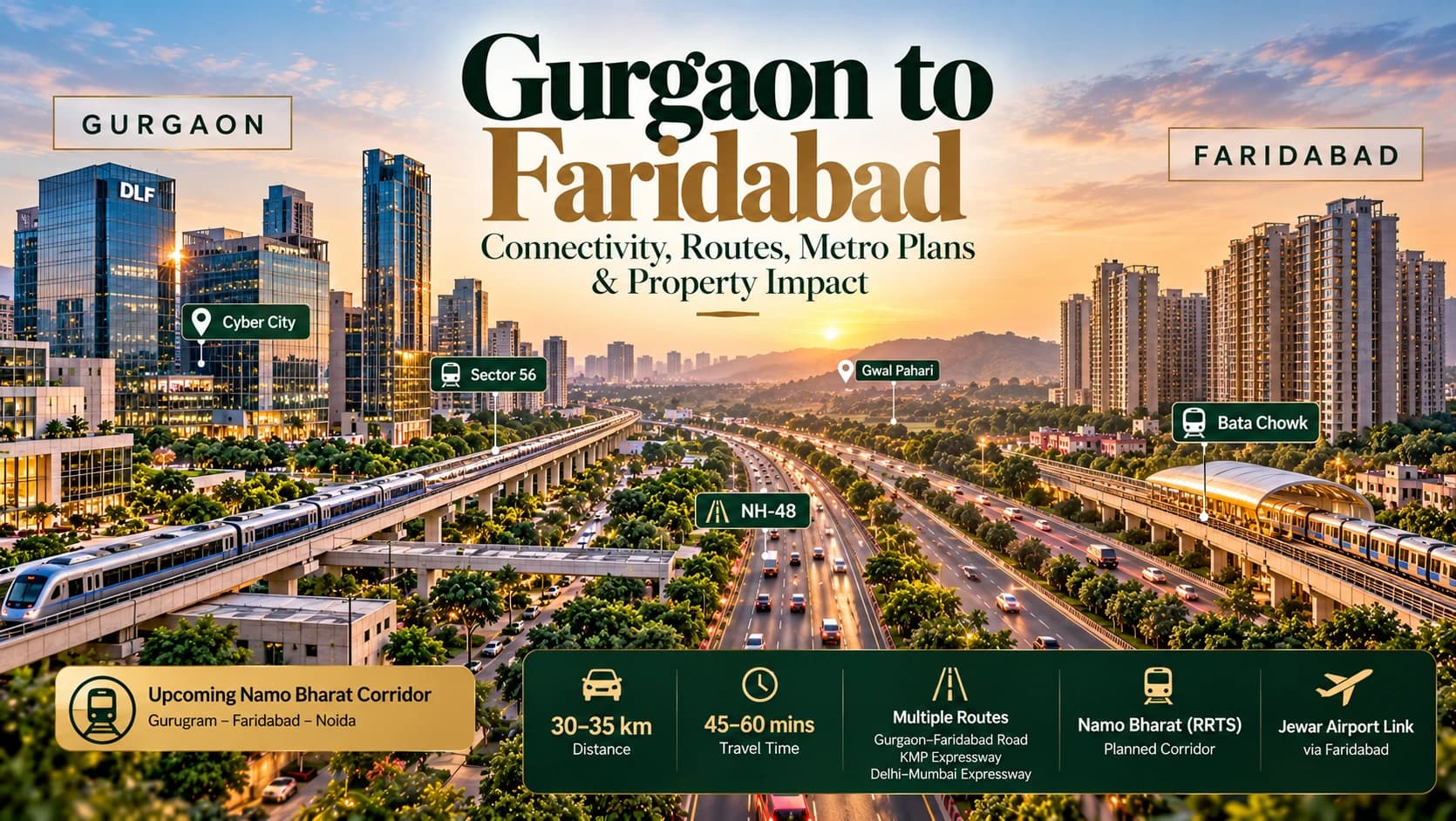 Gurgaon to Faridabad: Routes, Metro Plans & Property Impact